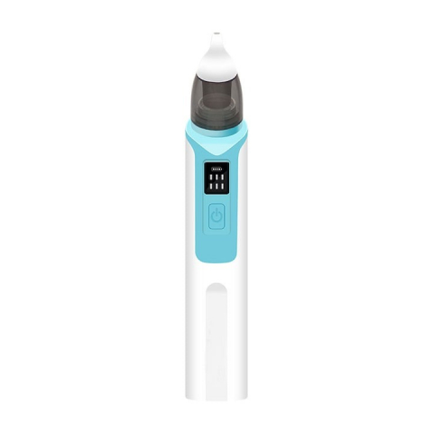 Crestere copil - Aspirator nazal pentru bebelusi, electric, 2 capete diferite si 11 filtre, 6 viteze, putere 487 mmHg, albastru