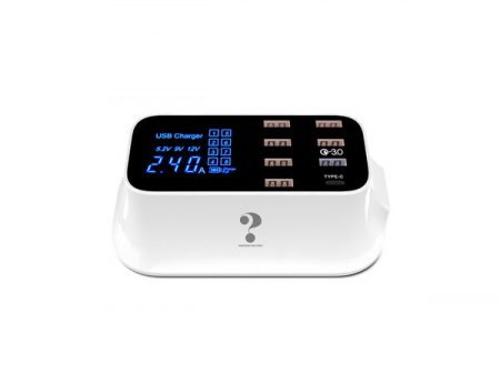 Electronice si electrocasnice - Incarcator inteligent Pimpom SJ59, USB, cu 6 porturi, Alb Arctic