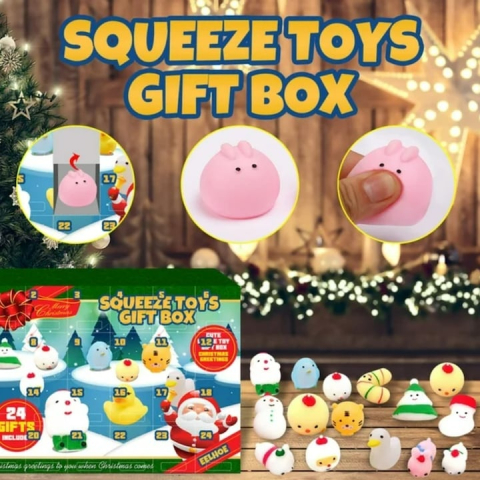 Calendar advent pentru copii, 24 jucarii squishy, antistres, 22.5 x 5 x 31 cm, multicolor [7]