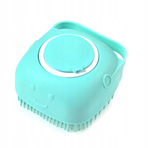 CASA & GRADINA - Perie multifunctionala pentru spalarea animalelor de companie, cu rezervor pentru sampon, silicon moale, masaj si ingrijire blana, pentru caini si pisici, 8 x 8.5 x 5 cm, turcoaz