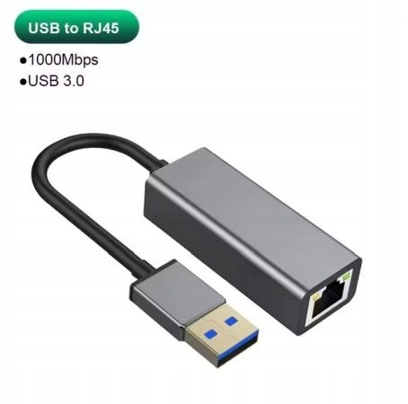 Adaptor USB–RJ45, Ethernet, 1000 Mbps, USB 3.0/2.0, Plug&Play, aluminiu, pentru tableta, PC, laptop, argintiu, 2.3 x 15.8 cm [6]