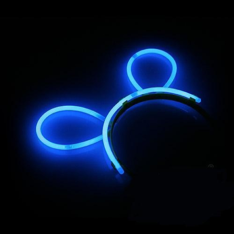 Cordeluta fluorescenta cu urechi, accesoriu Glow Party, decorativa, plastic, albastru [2]