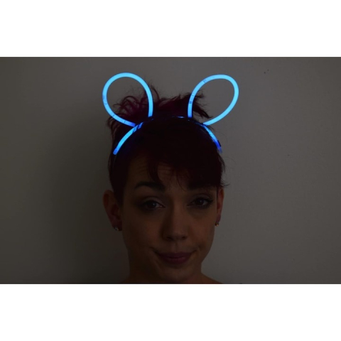 Cordeluta fluorescenta cu urechi, accesoriu Glow Party, decorativa, plastic, albastru [3]