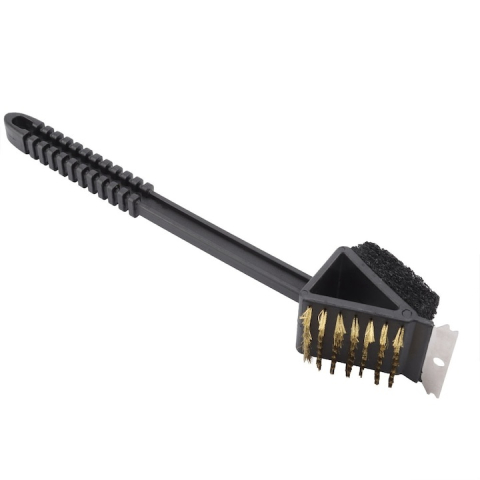 Perie 3 in 1, pentru curatare gratar, tigai, plastic/metal, multifunctionala, 36 x 7 cm, negru [6]