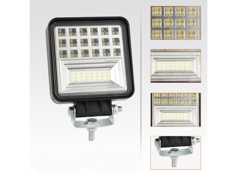 Proiector LED auto, off-road, lumina rece 6000K, 16 W, 12-24 V, aluminiu/PVC, protectie IP65, 12.5 x 10.7 x 2.2 cm, negru [3]