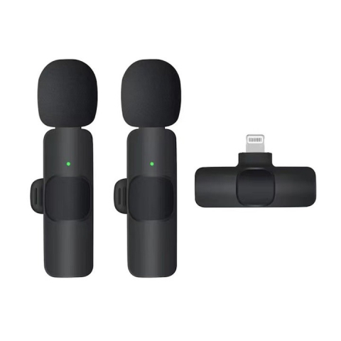 Microfoane - Set 2 x lavaliera wireless pentru telefon, Lightning, negru