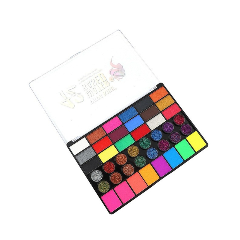 JOCURI ȘI JUCĂRII - Paleta vopsea pentru fata si corp, 42 culori, fosforescente, non-toxic, activare cu apa, multicolor, 20 x 14 x 1.6 cm