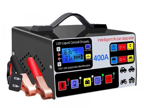 Redresoare auto - Redresor auto, multifunctional, afisaj LCD, 12V/24V, 140v-250v, negru