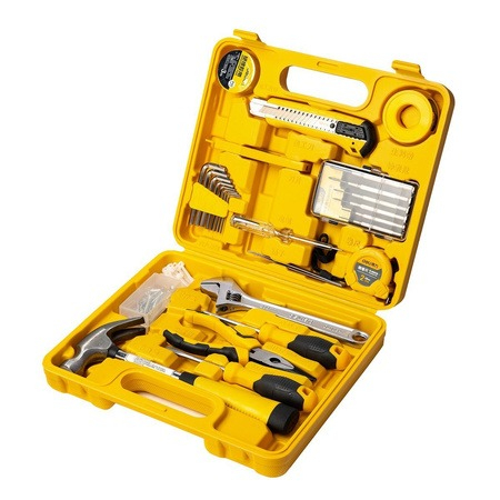 Truse cu scule - Set multifunctional, 28 piese, pentru uz casnic, cutie de depozitare inclusa, galben