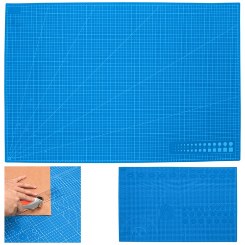Placa pentru taiere precisa, modelare, fata-verso, cu auto-vindecare A1, 60 x 90 cm, scara clar vizibila, albastru [9]