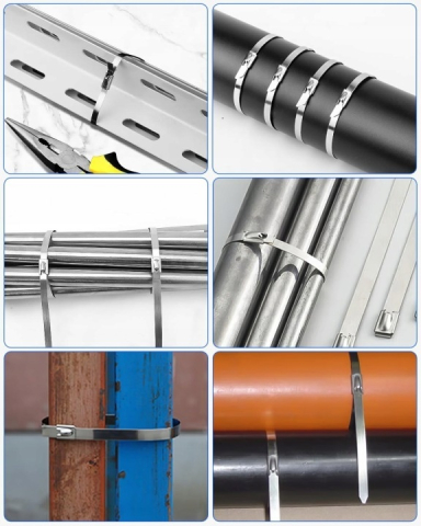 Set 100 coliere prindere, otel inoxidabil, pentru cabluri, tevi, reglabile, universale, 4.6 x 300 mm, argintiu [7]