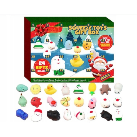 Calendar advent pentru copii, 24 jucarii squishy, antistres, 22.5 x 5 x 31 cm, multicolor [14]