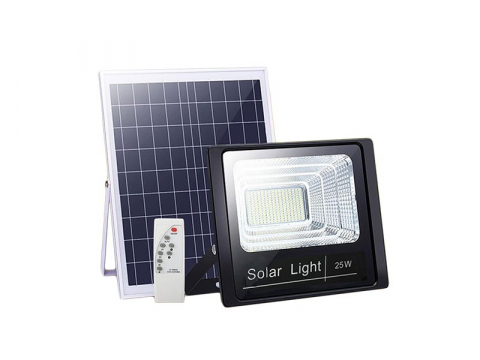 ELECTRONICE - Proiector leduri 25W cu panou solar, rezistent la apa IP67, telecomanda inclusa