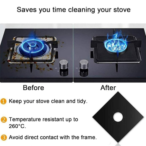Set 6 folii detasabile de protectie pentru aragaz, din teflon - Negru [2]