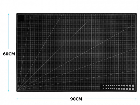 Placa pentru taiere precisa, modelare, fata-verso, cu auto-vindecare A1, 60 x 90 cm, scara clar vizibila, negru [1]