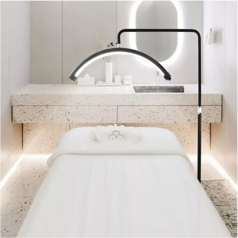 Lampa cosmetica tip semiluna, LED, 40 W, 2500 lm, 320 LED-uri, lumina calda/rece/neutra, inaltime 139-184 cm, negru [8]
