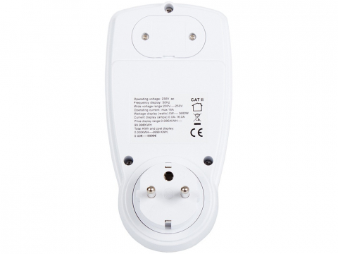 Priza cu contor energie, curent electric, consum, amperaj, tensiune, display LCD, alb [1]