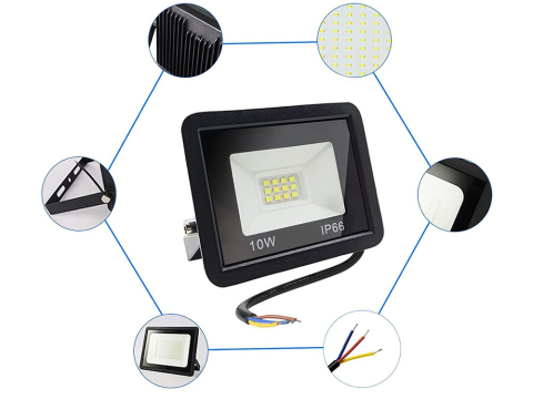 Proiector LED, iluminare exterior, putere 10 W, lumina rece 6000K, protectie IP66, rezistent la intemperii, negru [3]