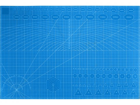 Placa pentru taiere precisa, modelare, fata-verso, cu auto-vindecare A1, 60 x 90 cm, scara clar vizibila, albastru [3]