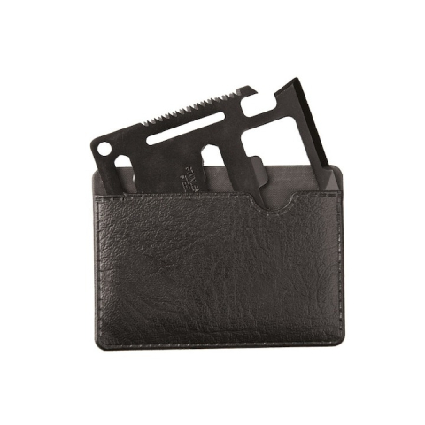 Card multifunctional pentru spravietuire, otel inoxidabil, husa inclusa, negru [1]