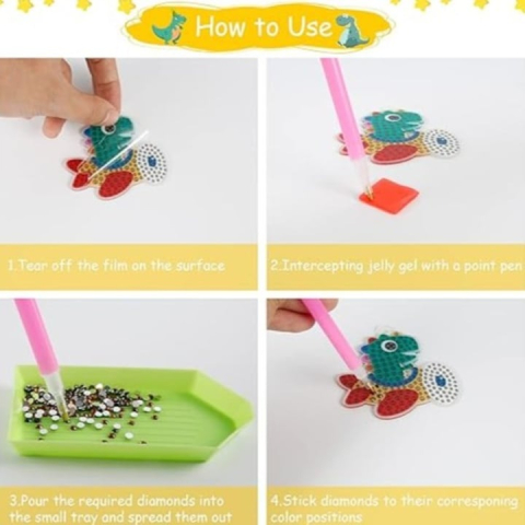 Set brelocuri cu diamante pentru copii, dinozauri, 15 modele, accesorii incluse, multicolor [7]