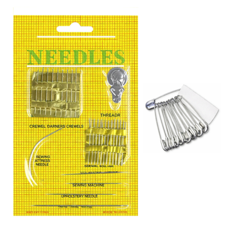 CASA & GRADINA - Set ace de cusut 25 buc si ace de siguranta 10 buc, kit reparatii textile, accesorii croitorie esentiale