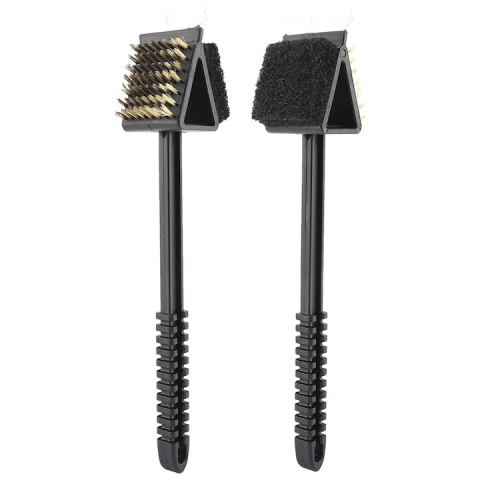 Perie 3 in 1, pentru curatare gratar, tigai, plastic/metal, multifunctionala, 36 x 7 cm, negru [3]