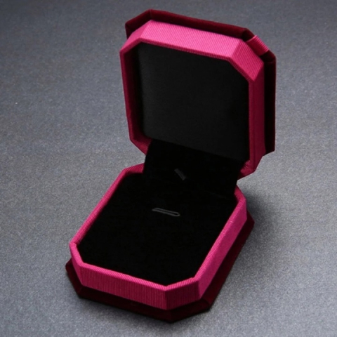 Cutie de bijuterii, cadouri, design cu funda, catifea, 10 x 7.5 x 3.5 cm, roz/visiniu [1]