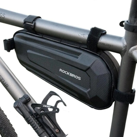Geanta pentru bicicleta, prindere pe cadru, 1.5l, impermeabila, 6 x 10 x 29 cm, negru [1]