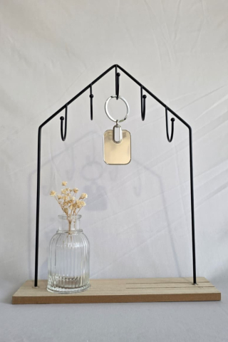 Breloc metalic dreptunghiular argintiu, design elegant, 8.8 x 3.7 x 0.4 cm, cutie inclusa [2]