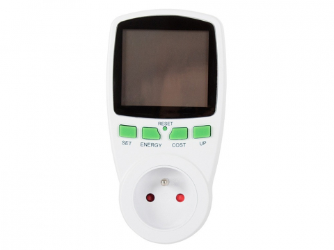 Priza cu contor energie, curent electric, consum, amperaj, tensiune, display LCD, alb [6]