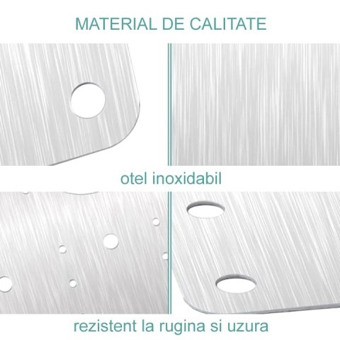 Set 4 placi pentru reparatii balamale, otel inoxidabil, suruburi incluse, 9 x 9 cm, argintiu [11]