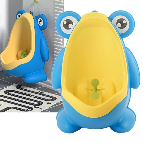 Olita tip pisoar, pentru copii, model broasca, montare pe perete prin ventuze, plastic PP, usor de curatat, 20.5 x 27.5 cm, albastru/galben [2]