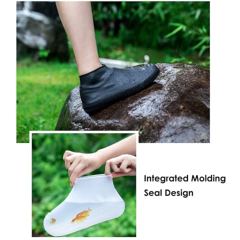 Set 2 x husa pentru protectie incaltaminte, latex, impermeabila, unisex, marime M 34-40 cm, antiderapanta, reutilizabila, negru [2]