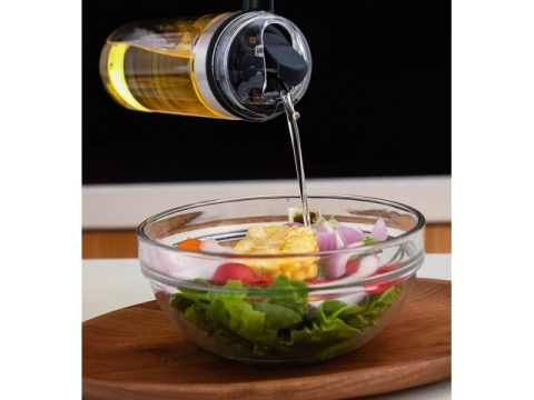 Sticla gradata pentru ulei, otet, lichide, capacitate 500 ml, cu maner, 23.5 x 7 cm, transparent [12]