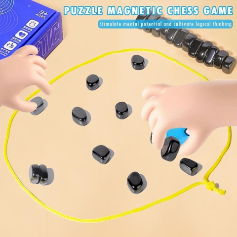 Joc educativ pentru copii, 20 magneti, sfoara, cutie depozitare, 8 ani+, 16 x 11 x 3 cm, albastru [4]