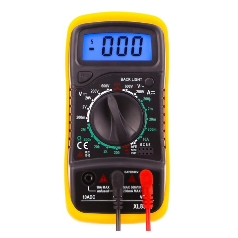 Multimetru digital, model XL830L, afisaj LCD, tensiunea AC/DC, curent DC, rezistenta, continuitate, verificare diode/tranzistori, portocaliu [4]