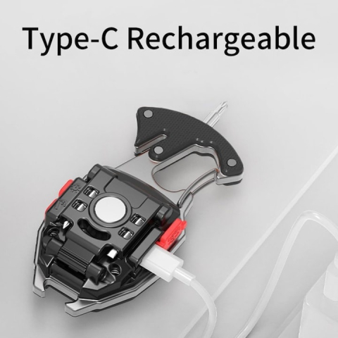 Lanterna multifunctionala, pentru camping, breloc, fluier, bricheta, surubelnita, desfacator sticle, reincarcabila USB-C, aluminiu/ABS, portocaliu [1]