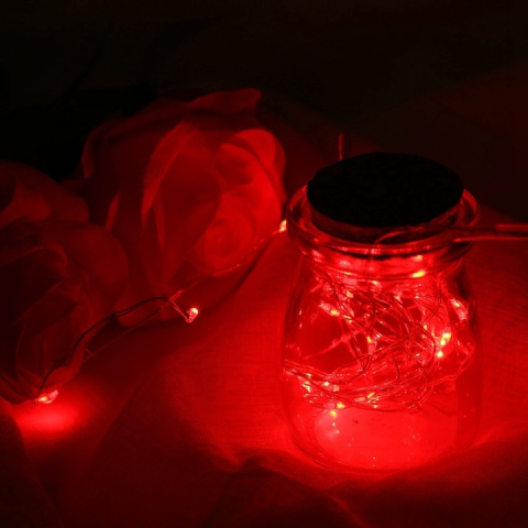 Instalatie de Craciun, 10 LED-uri, 1 m, baterii incluse, plastic/cupru, utilizare interior/exterior, iluminare pentru evenimente, rosu [3]