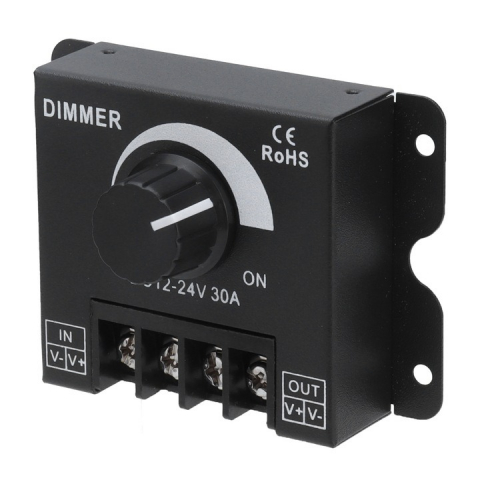 Dimmer pentru benzi LED, control manual, 12V-24V, 30A, negru [5]