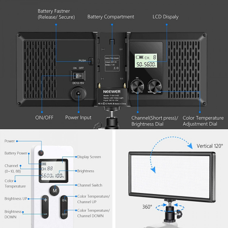 Kit 2x Panouri Bi Color 144 LED,trepiezi 150 cm,telecomanda contro,2 baterii + 1 incarcator,geanta transport inclusa [2]