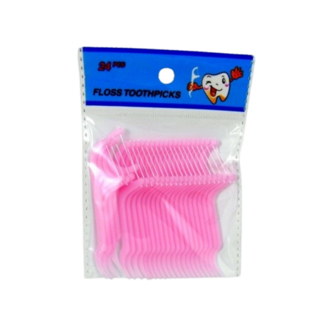 Ustensile îngrijire - Set ata dentara tip scobitoare, 24 bucati, roz