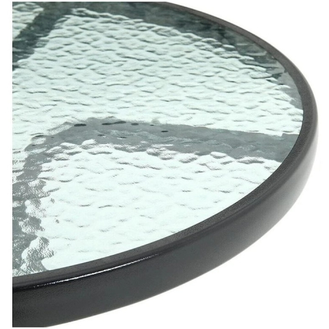 Set mobilier gradina, masa rotunda si 2 scaune, metal/sticla, pentru balcon, terasa, exterior, negru [2]