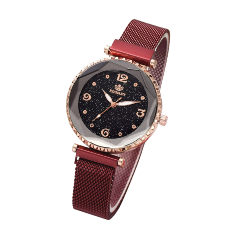 Set bijuterii dama, ceas, 4 bratari, curea magnetica, rosu/auriu [3]