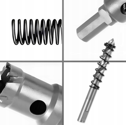 Carota din otel/carbura de tungsten pentru metal si lemn, cu burghiu pentru centrare, diametru 20 mm, lungime 100 mm, argintie [3]