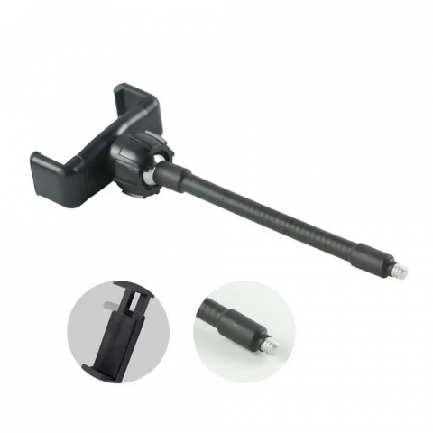 Suport de telefon cu surub, universal, 15 cm, pentru lampa circulara, ring light, ABS/metal, negru [3]