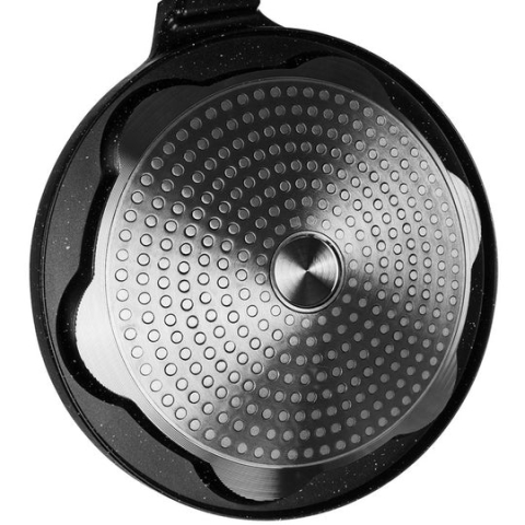 Tigaie pentru clatite, 7 forme cu fete amuzante, aluminiu/otel inoxidabil, diametru forma 6.5 cm, dimensiune tigaie 26 cm, negru [4]