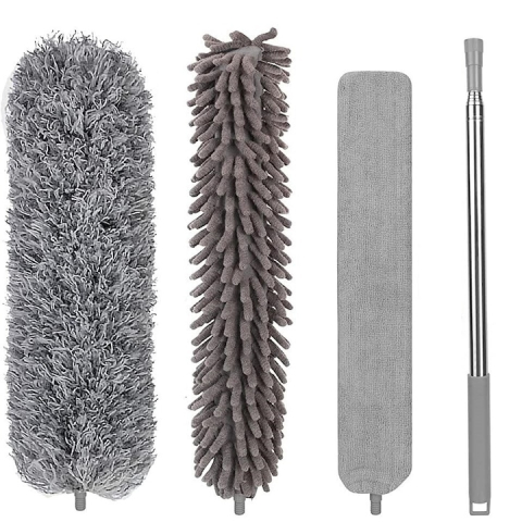 Set pamatuf pentru praf cu maner telescopic extensibil, 3 capete din microfibra lavabila, flexibil, pentru mobilier, tavan, aer conditionat si spatii greu accesibile, gri, 83-250 cm [7]