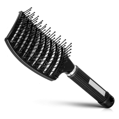 Perie de par, peri de mistret si nylon, curbata, design ergonomic, pentru descurcarea parului, negru, 24.5 x 6.5 cm [14]