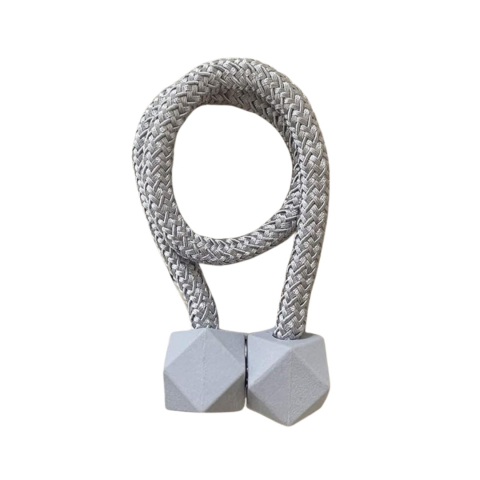 Magneti draperii - Magnet decorativ pentru draperii si perdele, design tip cub, 45 cm, poliester, gri